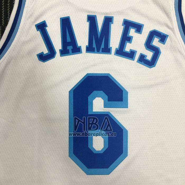 Camiseta Los Angeles Lakers LeBron James NO 6 Classic 2019-20 Blanco
